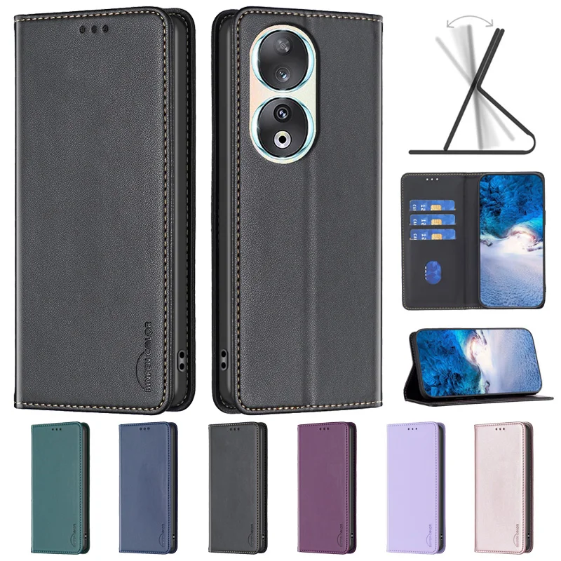 For Honor 90 REA-NX9 Case Luxury Flip Magnetic Phone Case on For Funda Huawei Honor 90 Lite Honor90 Pro Leather Card Cover Coque