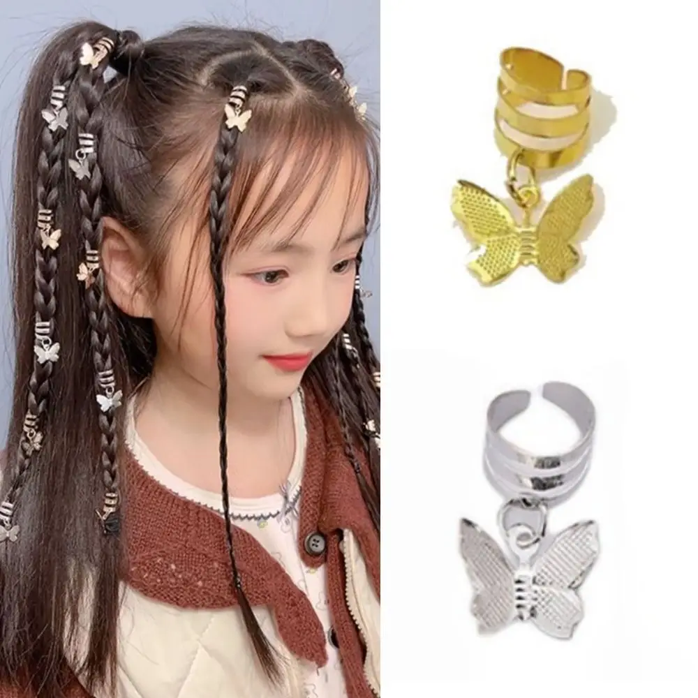 

20 шт., полое кольцо для волос с бабочкой, замки для страха, металлические зажимы для манжет, дреды, бусины, очаровательные трубки для косичек для волос «сделай сам», декор