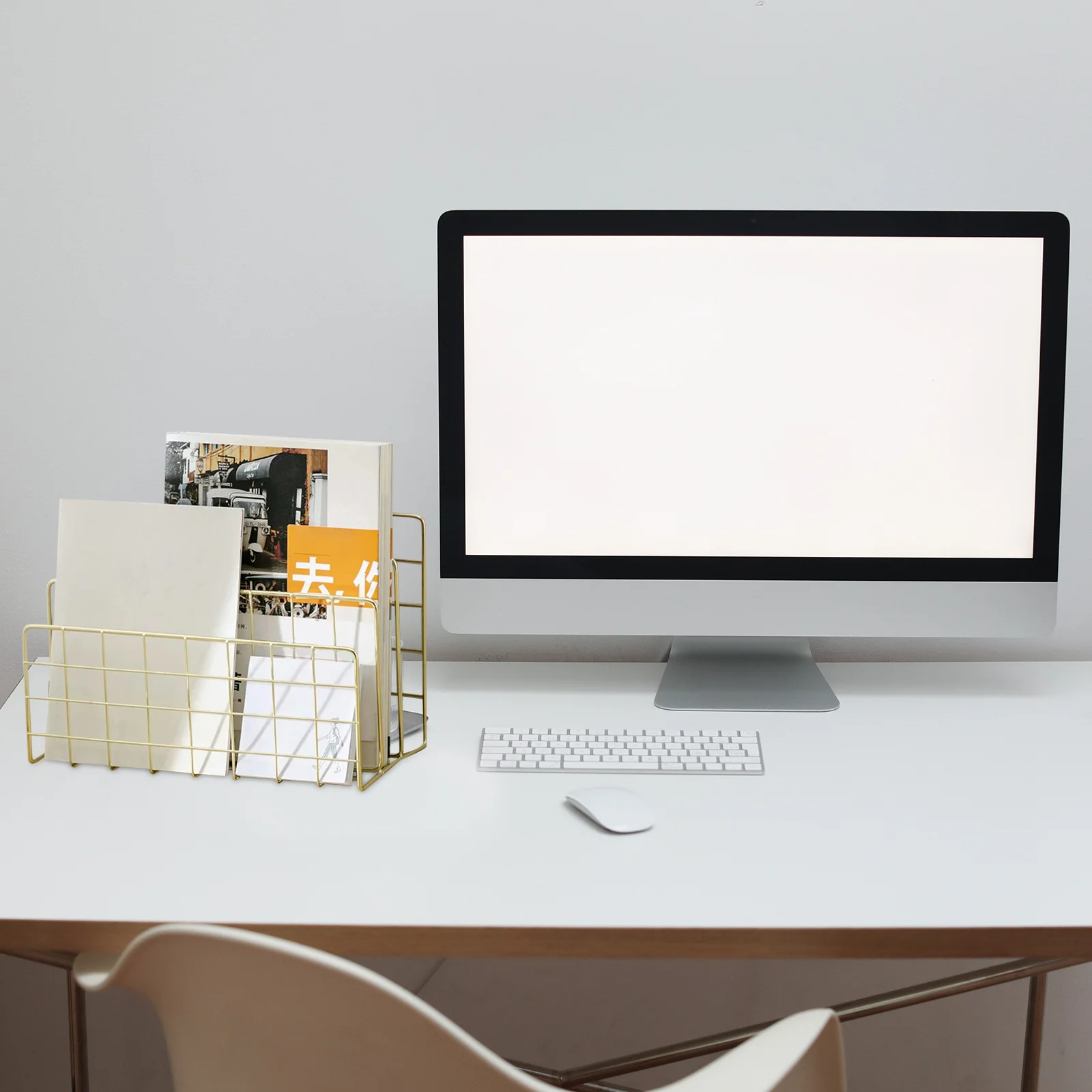 Metal Mail Organizer Office Desk Organizer 3 Slots Mail Holder File Sorter Countertop Letter Envelope Storage Rack