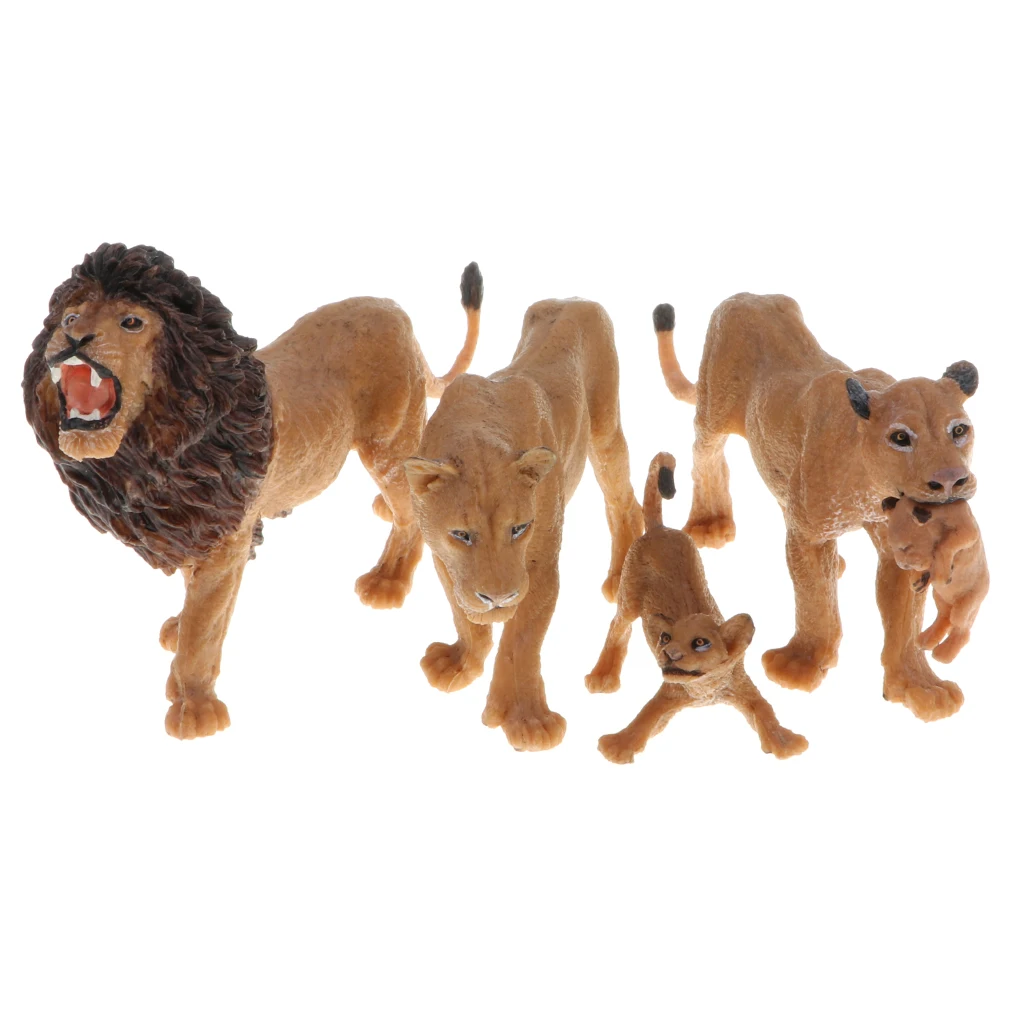 Figurine di leone, Set di giocattoli modello per natura, regalo, confezione da 5