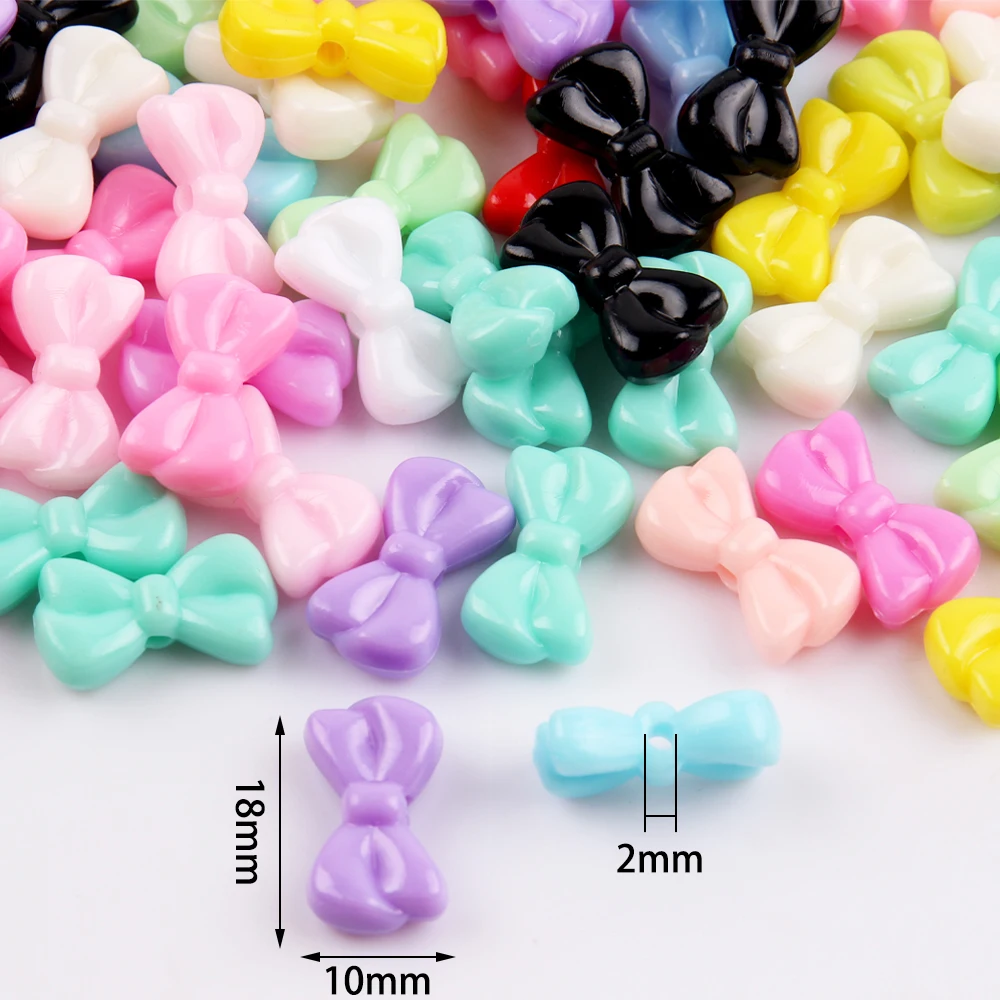 Lucia Crafts Cute 50pcs Bow  Acrylic Bead For  Phone Chain DIY Bracelet Jewelry Making Garment Decor Accessories  A0420