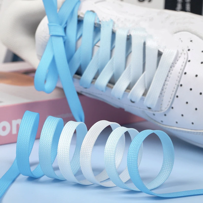 1Pair NEW 0.8cm Wide Flat Laces High-quality Laces for White Sneakers and Canvas Shoes Gradient-colored Shoelaces