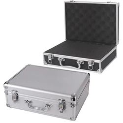 Aluminum Protective Case Storage Box with Sponge Compartment for Microphone Sound Card Mixer Accessories