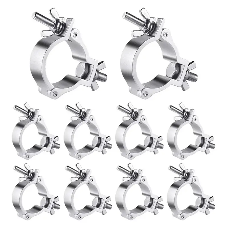 A84X-10Pcs 2 Inch Silver Truss O Clamps Aluminum Stage Light Clamps For Truss For 48-51Mm OD Tube / Pipe