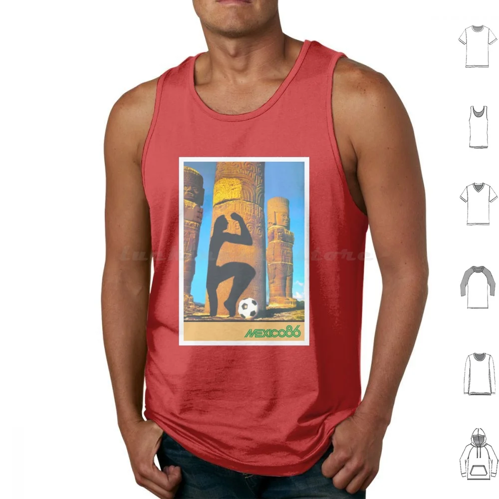 Mexico 86 Tank Tops Print Cotton Uruguay Brazil Argentina Football Soccer Mexico Espana Retro Casual Maradona