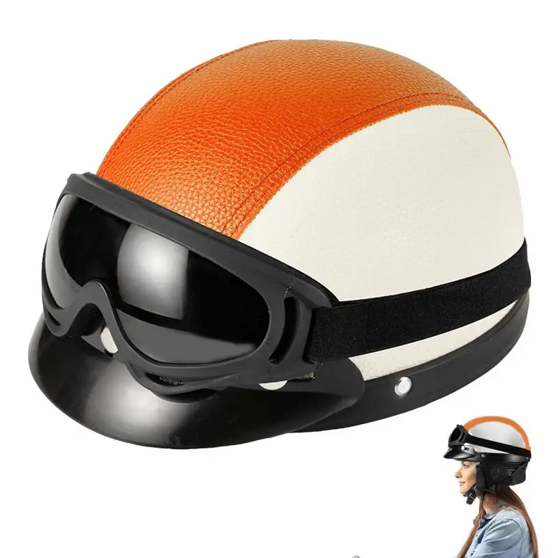 

Helmets For Adults Motorcycle Retro Adult Bike Helmets Sunscreen Material Goggles Vintage Halfing Helmets Cycling Biker Cruiser