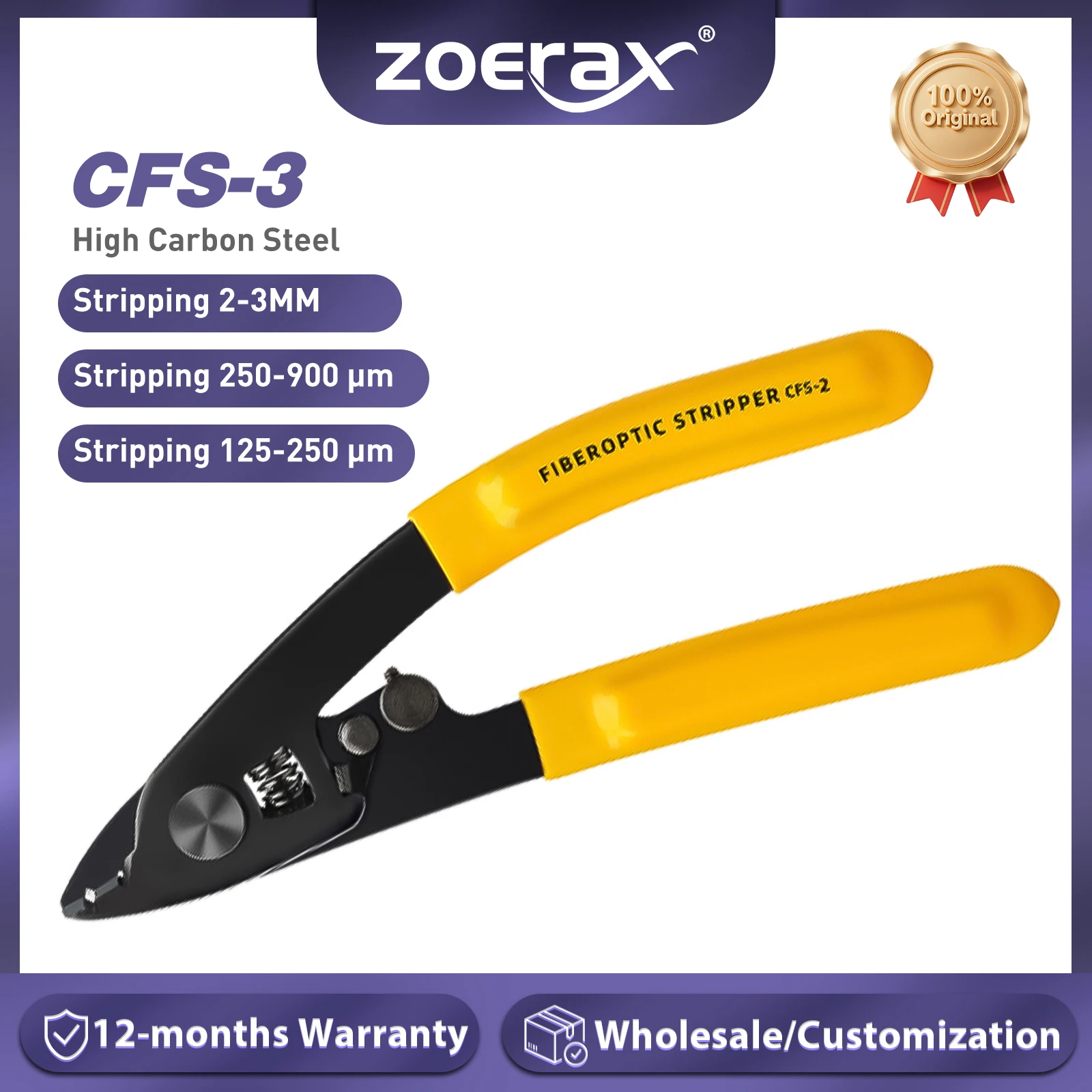 ZoeRax CFS-3 Series Three Hole Precision Fiber Stripper Pliers Efficient Fiber Stripping Tool for FTTH Maintenance Pliers