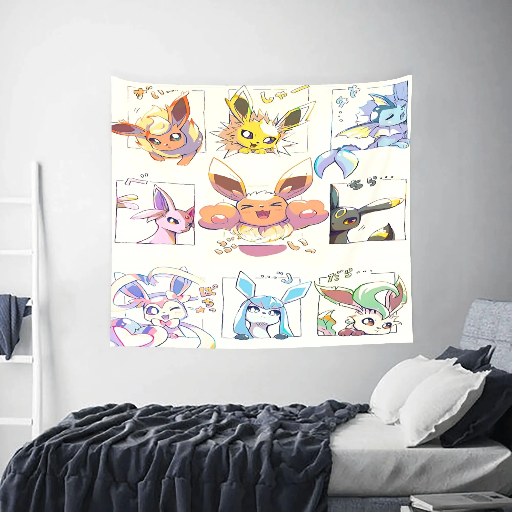 Customized Pokemon Eevee Eeveelution cutecore Tapestry Bedroom Decoration  Wall Hanging Blanket Tapestry Cool Stuff For Room