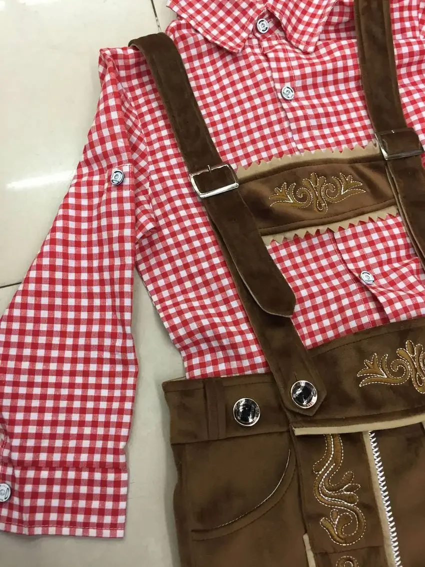 Kinderen Oktoberfest Kostuum Plaid Lederhosen Bavarian Duits Bier Festival Fantasia Feest Kostuum Voor Kinderen Jongen Halloween