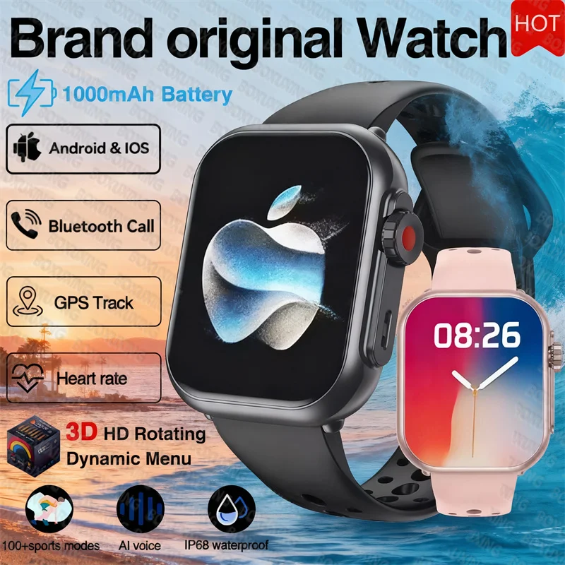

For IOS Watch Ultra 2 SE Men Women Smart Bracelet 1000mAh Battery GPS AMOLED Display Bluetooth Call Sport Waterproof Smart Watc