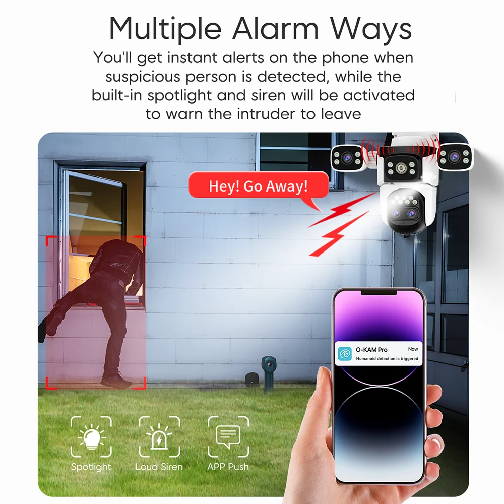 VSTARCAM 8MP 2K 4렌즈 보안 카메라 실외, 10배 줌, 인간 감지, 컬러 야간 투시경, 팬 및 틸트, 양방향 오디오