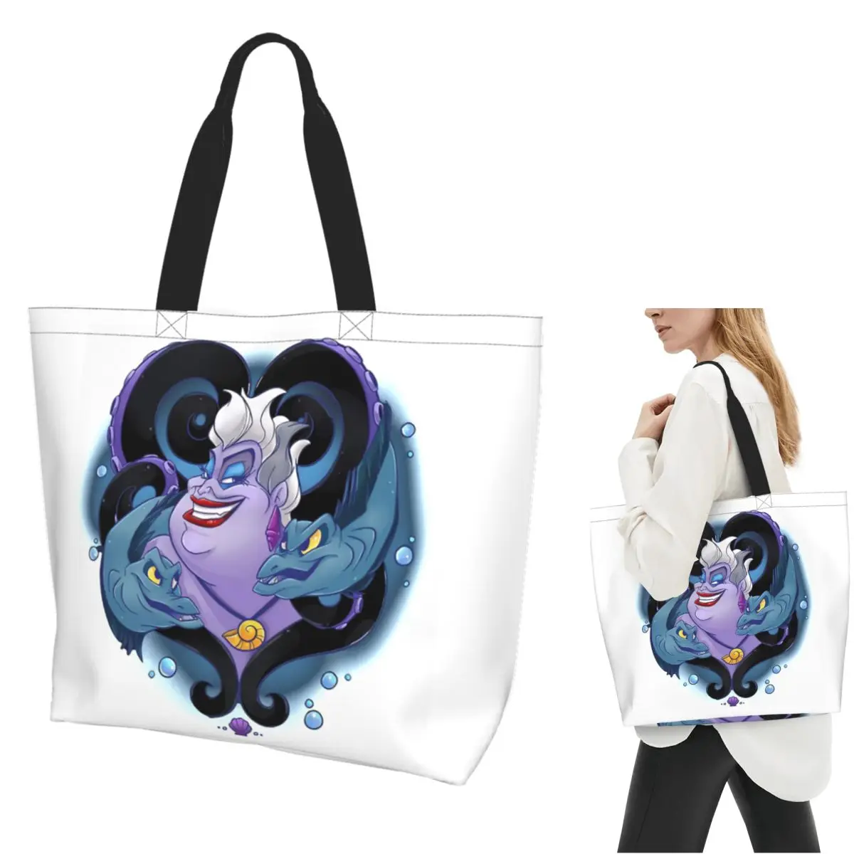 

Villains Ursula Shopping Tote Bag Canvas Large Capacity Shoulder Bags Shopper Grocery Handbag for Women