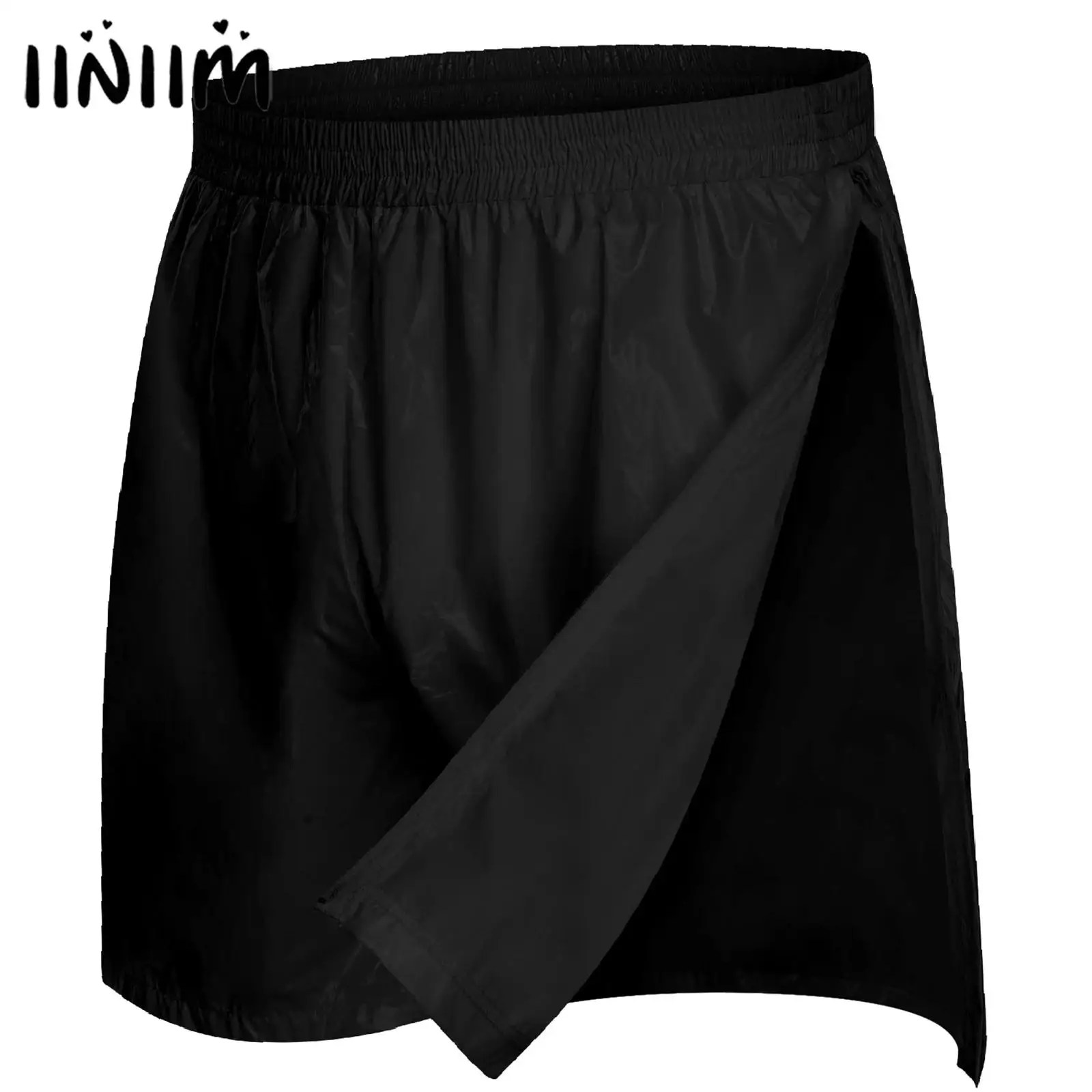 

Купальники мужские для бега пляжные боксеры шорты боковые молния эластичный пояс мокрый вид спортивные шорты глянцевые повседневные штаны