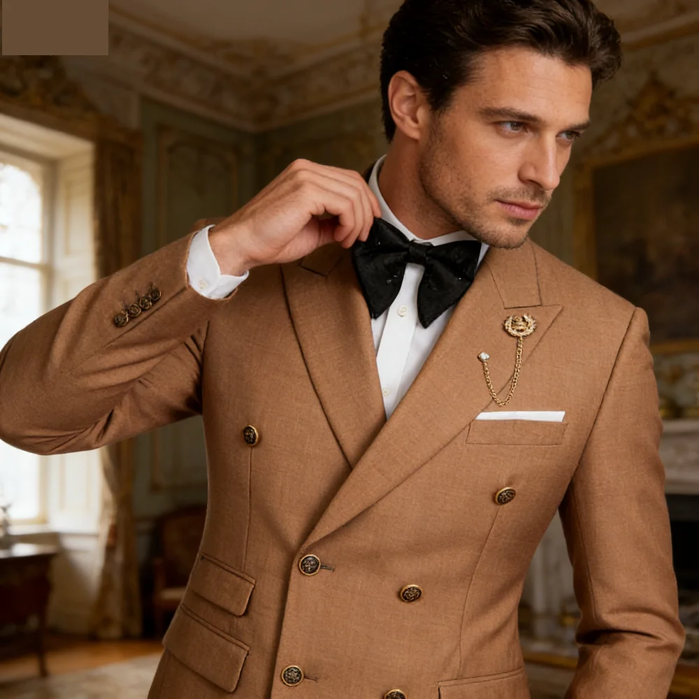 

Elegant Men's Terno (Blazer + Pants) Business Formal British Style Casual Host Banquet Anfitrião Suit for Men