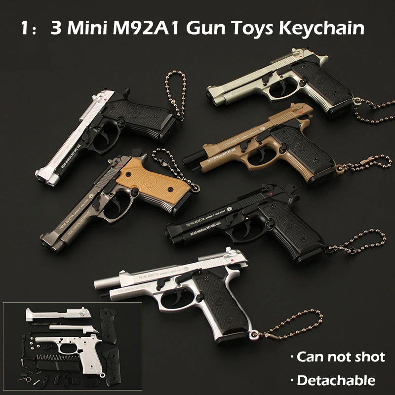 1: 3 Mini Bereta M92A1 Detachable Toy Keychain Alloy Pistol Pendant Creative Toys