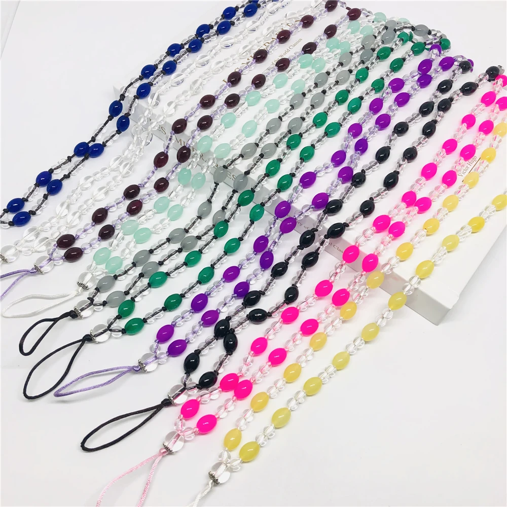 Artificial Crystal Neck Necklace Strap Lanyard U Disk Work Card Mobile Cell Phone Chain Straps Keychain phone Hang Rope