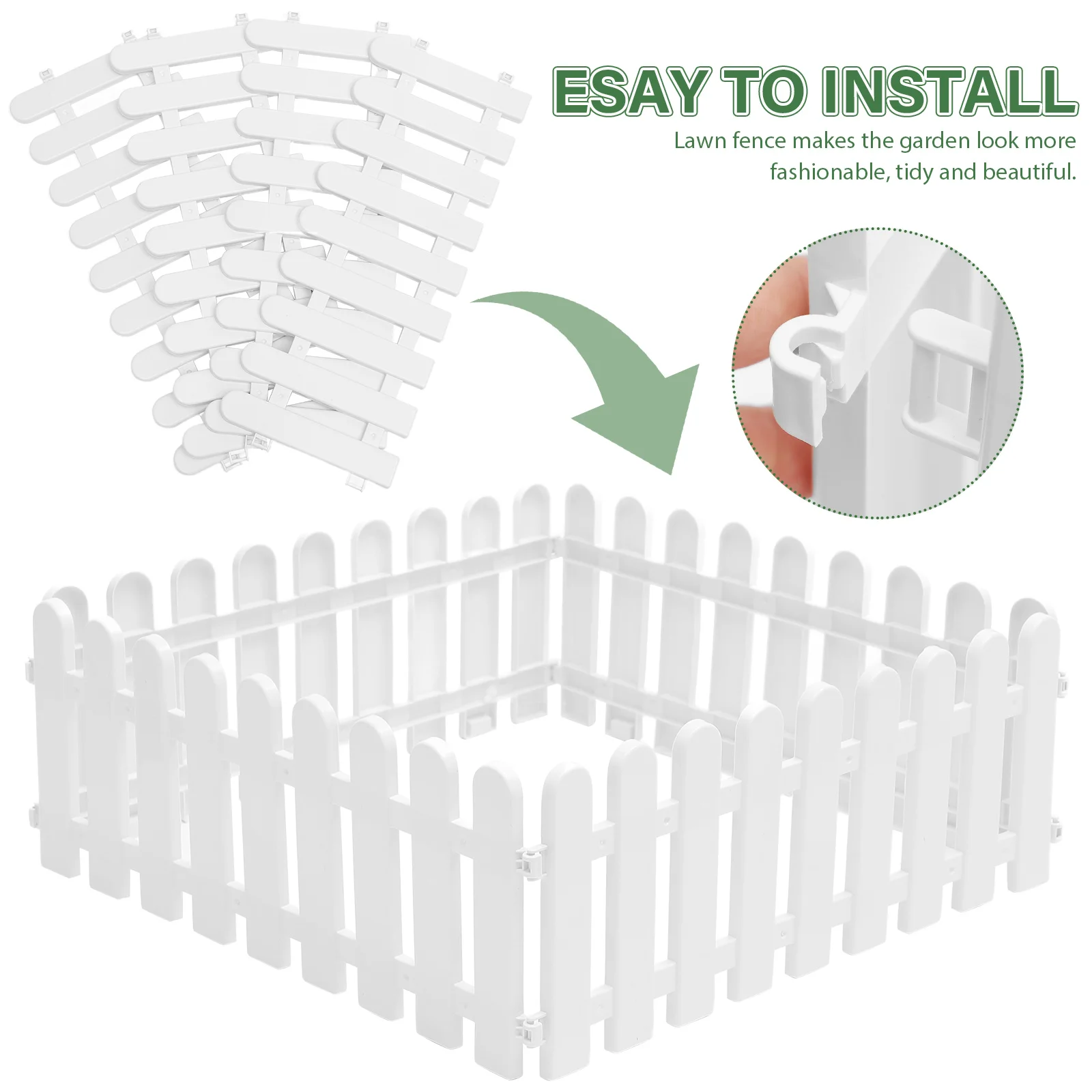 

4pcs White Fence Circular Plastic 50 Long 20 High Reinforced Garden Edging Border Decorative Yard Fencing Outdoor Landscaping