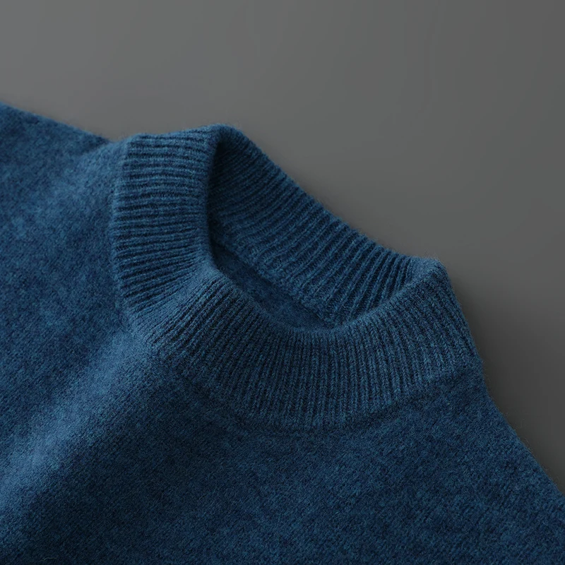 رشاقته وهمية الرقبة الرجال 100% رداء علوي من الصوف كم طويل البلوز الخريف الشتاء الأساسية تريكو غير رسمي جودة عالية لينة بلوزات جديدة