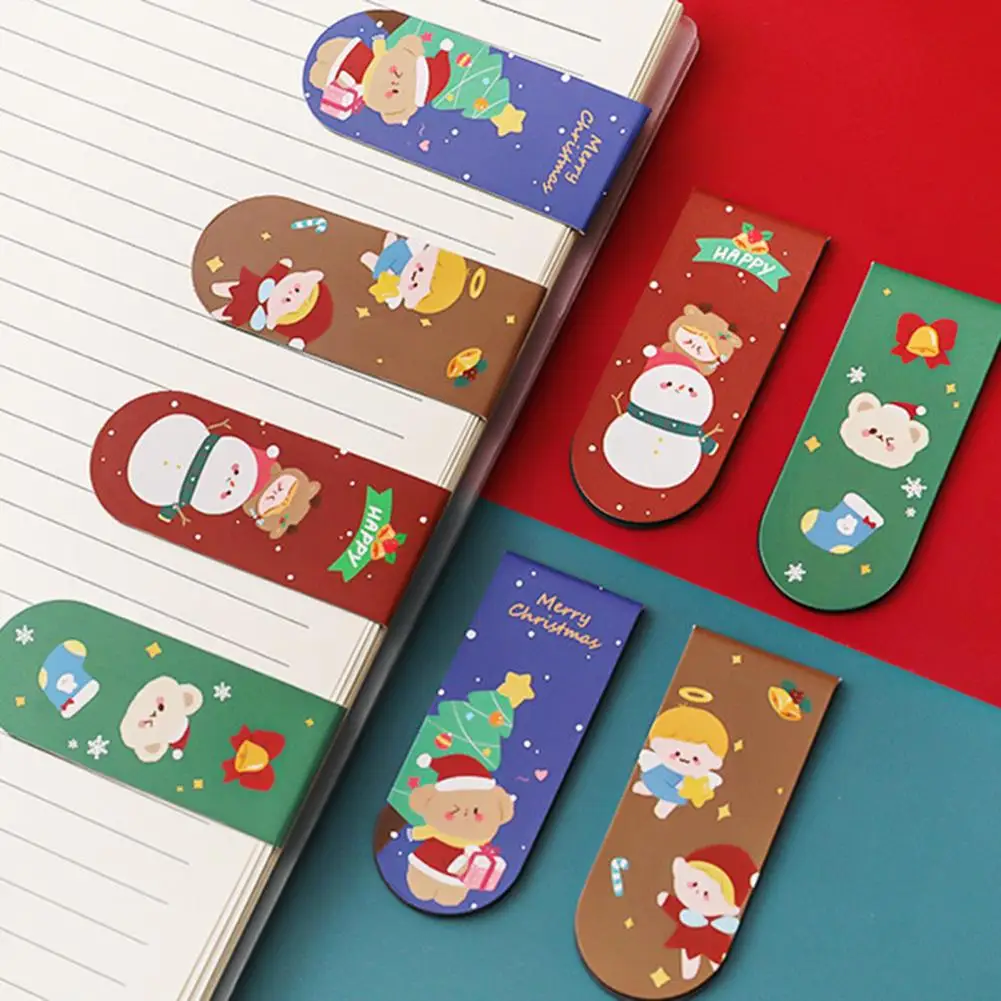 Book Decoration Waterproof Cartoon Christmas Pattern Magnet Page Markers Festival Supplies