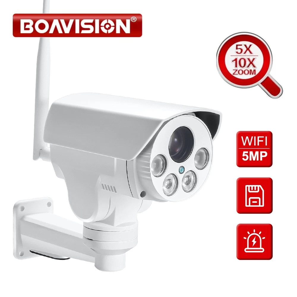 

HD 5MP Wifi PTZ IP Camera Wireless 5X 10X Optical Zoom Bullet Audio CCTV Security Cameras Outdoor IR 50M P2P CamHi