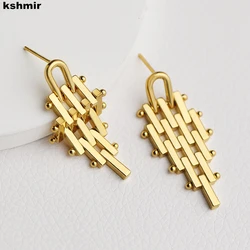 kshmir 2023 Geometric metal splicing earrings exaggerated trapezoidal pendant women's earrings accessories gift