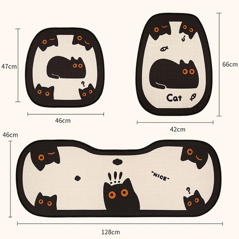 Kreatywna damska poduszka na fotel samochodowy Cute Cartoon Cat Uniwersalny pokrowiec na fotel samochodowy Akcesoria do wnętrz samochodowych na cztery pory roku — zdjęcie 7
