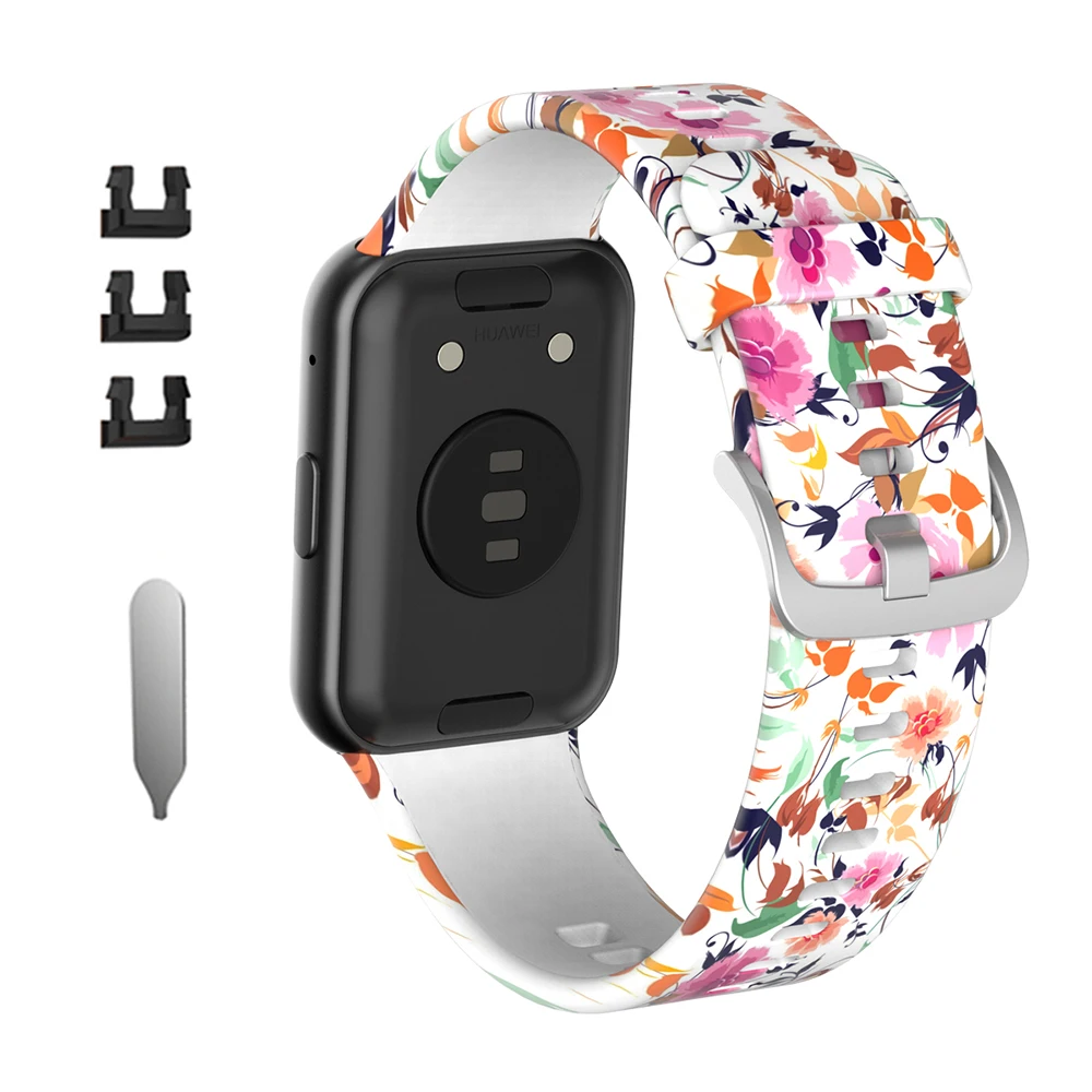 Printed Silicone Watchband Strap For Huawei Watch Fit Bracelet Smart Watch Band