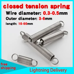 Wire diameter 0.3/0.4/0.5mm tension return spring micro tension spring 304 small tension spring tension spring 10pcs