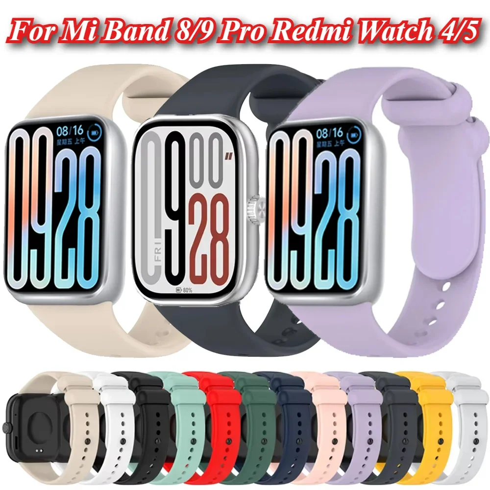 Xiaomi Mi Band 8 Pro/9 Pro 용 실리콘 스트랩 Redmi Watch 5/4 액세서리 Correa 용 스포츠 소프트 교체 팔찌 팔찌
