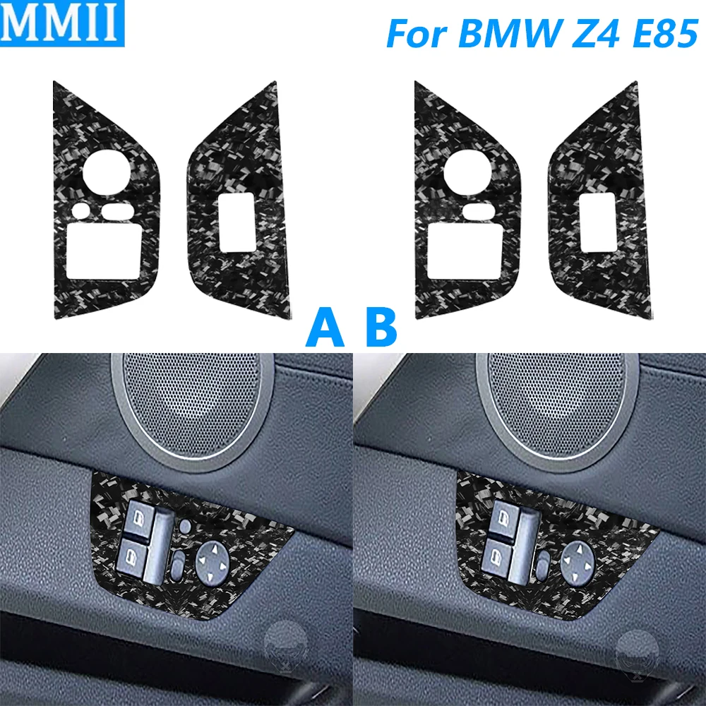 For BMW Z4 E85 E86 2003-2008 Forged Carbon Fiber Door Window Lift Switch Button Control Panel Cover Trim Car Accessories Sticker