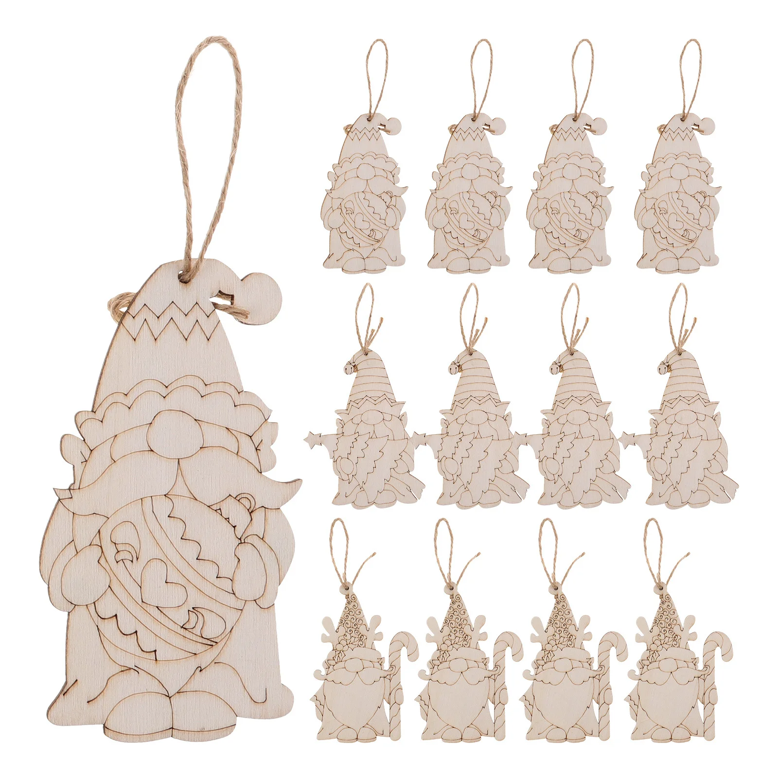 

30Pcs Blank Wooden Gnome Ornaments Unfinished DIY Christmas Decorations Painting Crafts Holiday Cutouts DIY Graffiti Pendant
