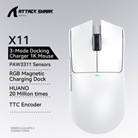 X11 ATTACK SHARK X11SE Gaming Mouse Wireless 22000 DPI,PixArt PAW3311 Sensor,BT/2.4G/Wired,59g Lightweight,2000W Clicks