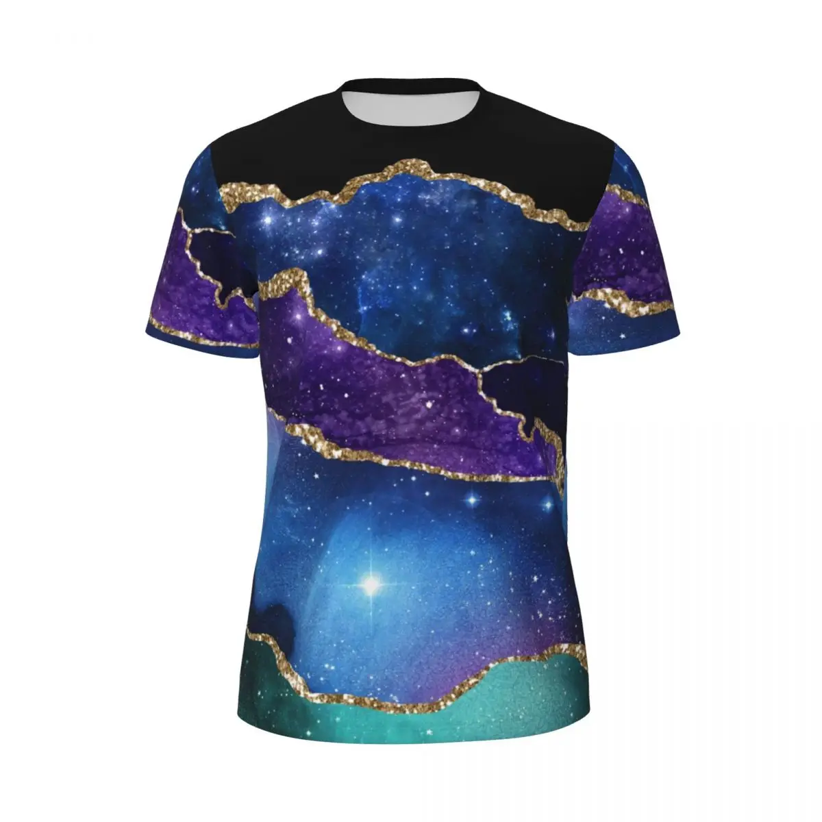 Gold Glitter Marble T-Shirt Couple Purple Teal Print Y2K Retro Gym T-Shirts Breathable Summer Hippie Tee Shirt Oversize Clothes