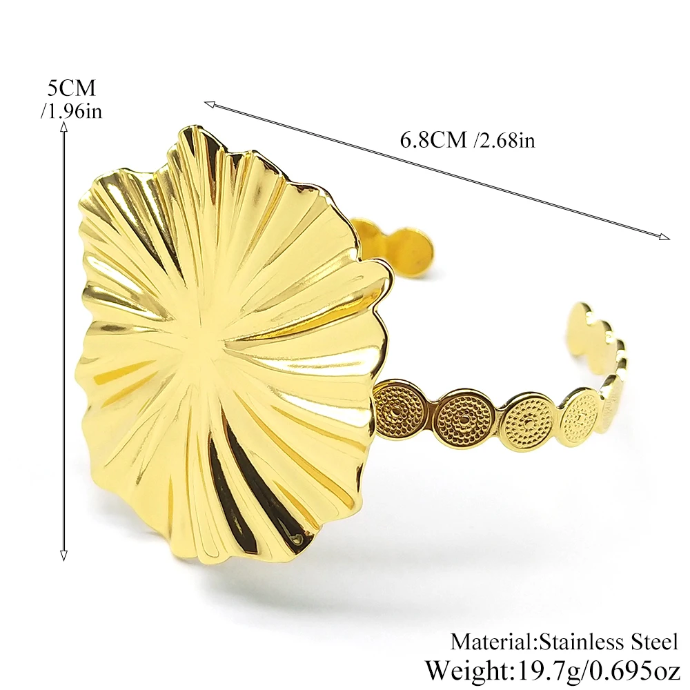 여성 소녀용 큰 과장된 꽃 팔찌 스테인리스 스틸 골드 컬러 신상 패션 프랑스 스타일 핸드 체인 쥬얼리 선물