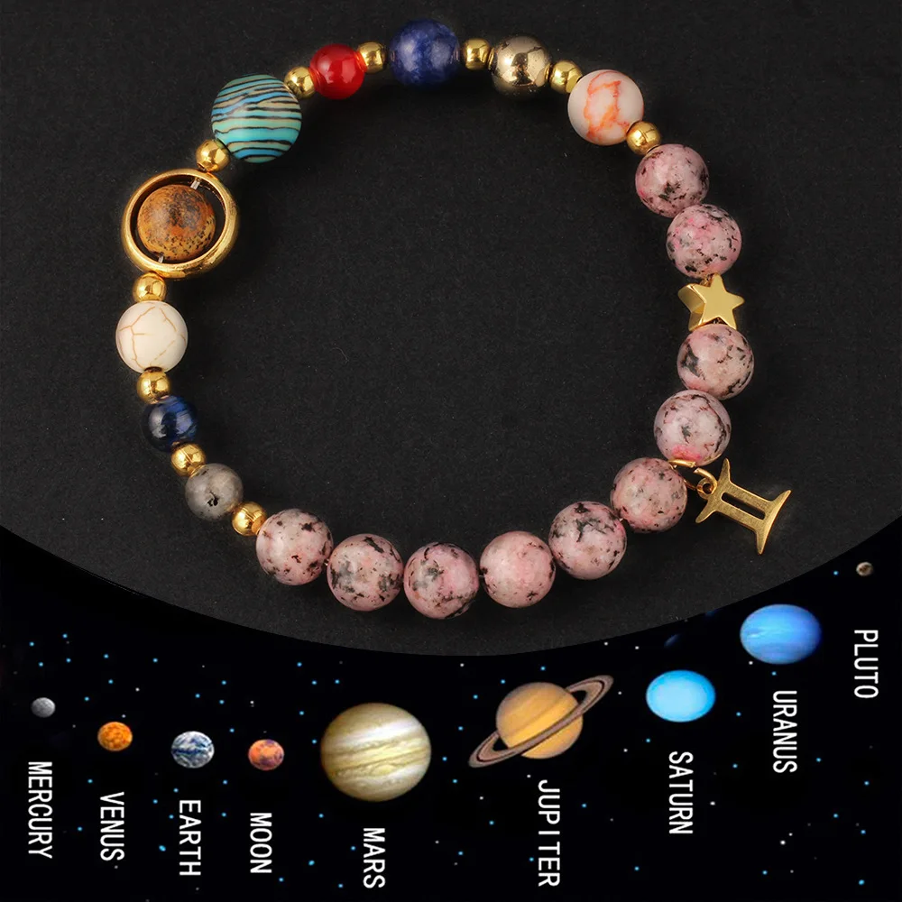 

NADEEM Hot Fashion Twelve Constellations Bracelets for Women Or Men Trendy Planets Beaded Friendship Bracelets Couple Jewelry