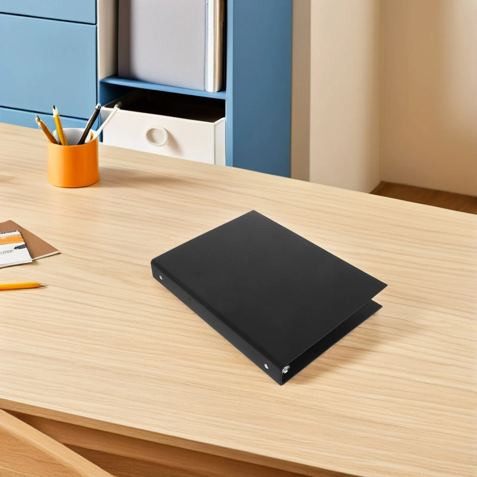 

A4 Notebook Cover Black Kraft Paper Refillable Binder 6 Ring Loose Leaf Organizer Album Folder Document Protector