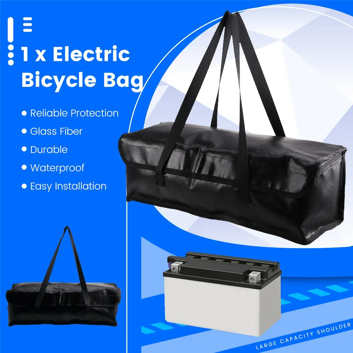 Sac de rangement de batterie pour vélo électrique, sac antidéflagrant, Protection incendie pour vélo électrique, sac de rangement de batterie [JQ-EN & RS]