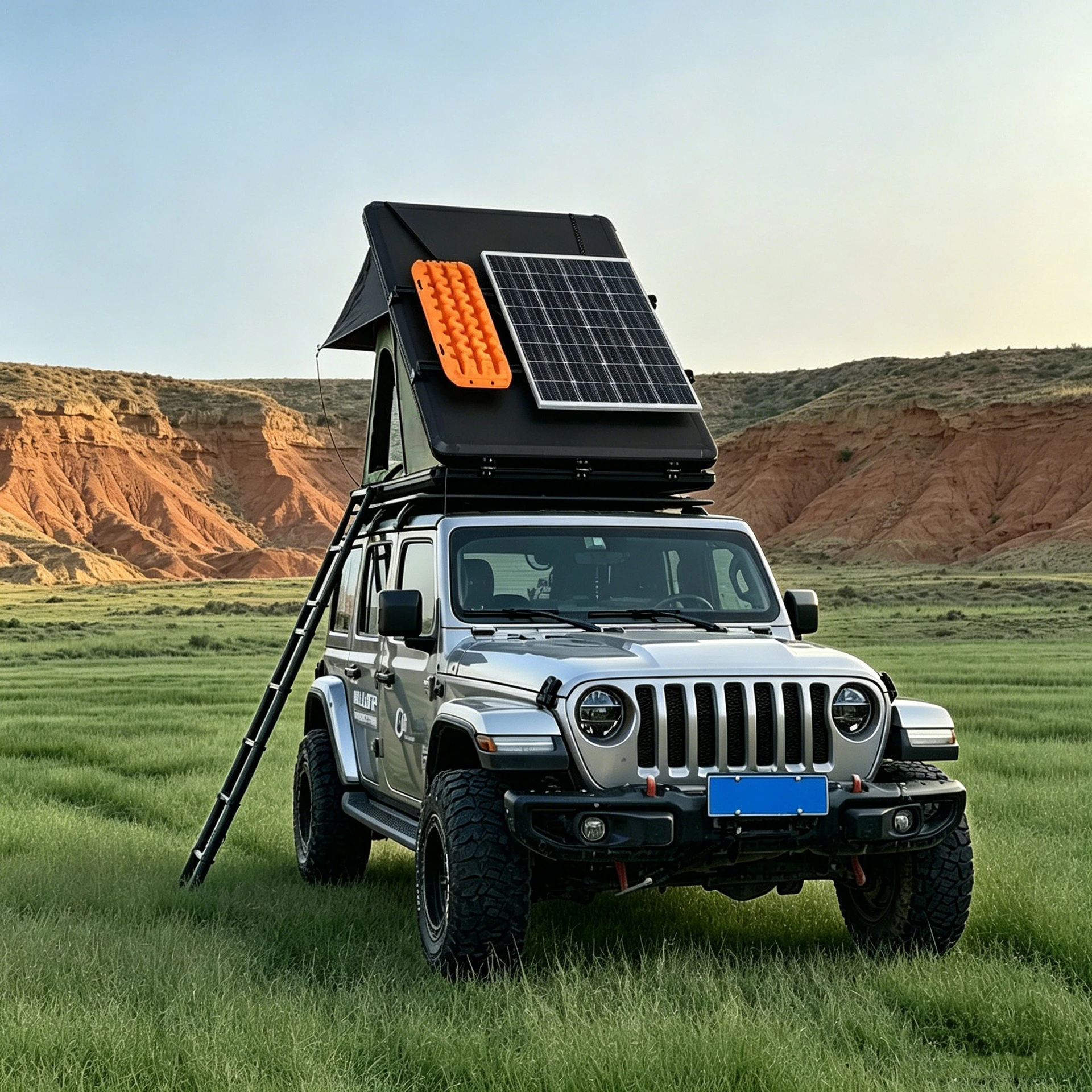 All Season Auto Pop up Aluminum Hard Shell Roof Tent, Foldable Pre-Assembled Outdoor Camping Overlanding Tent