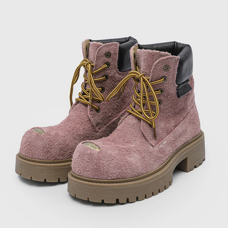 

High Neutral Anti Slip Wear-resistant Outdoor Leisure Hiking Boots, Suede Fashionable for Young People Motorcycle Boots