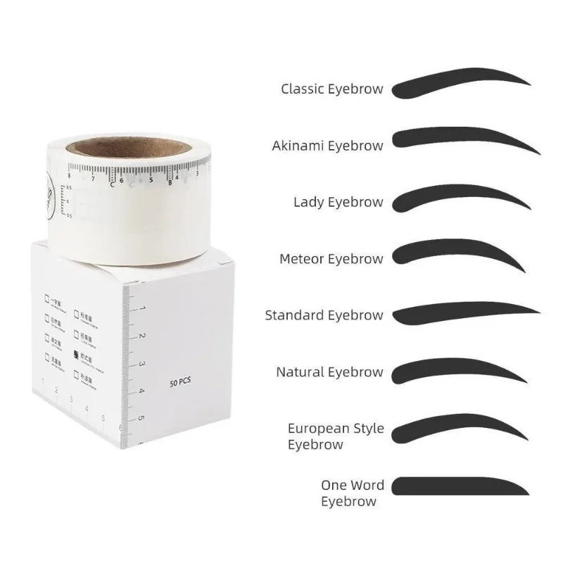 

50PCS Disposable Eyebrow Ruler Sticker Adhesive Microblading Tattoo Sticker Brow Styling Mapping Guide Permanent Makeup Tool