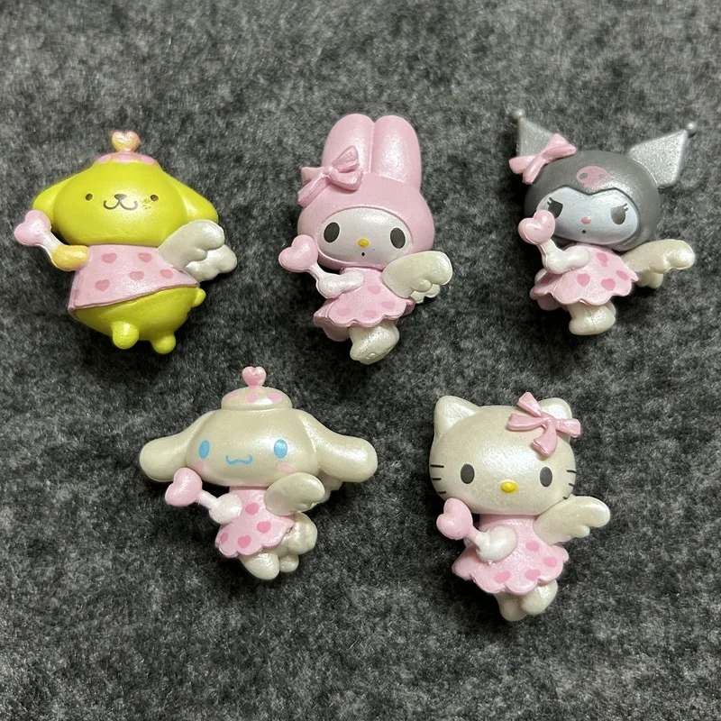 

Kawaii Sanrio set of 5 angel dolls, My Melody Kuromi HelloKittys DIY handmade material accessories, phone chain accessory dolls