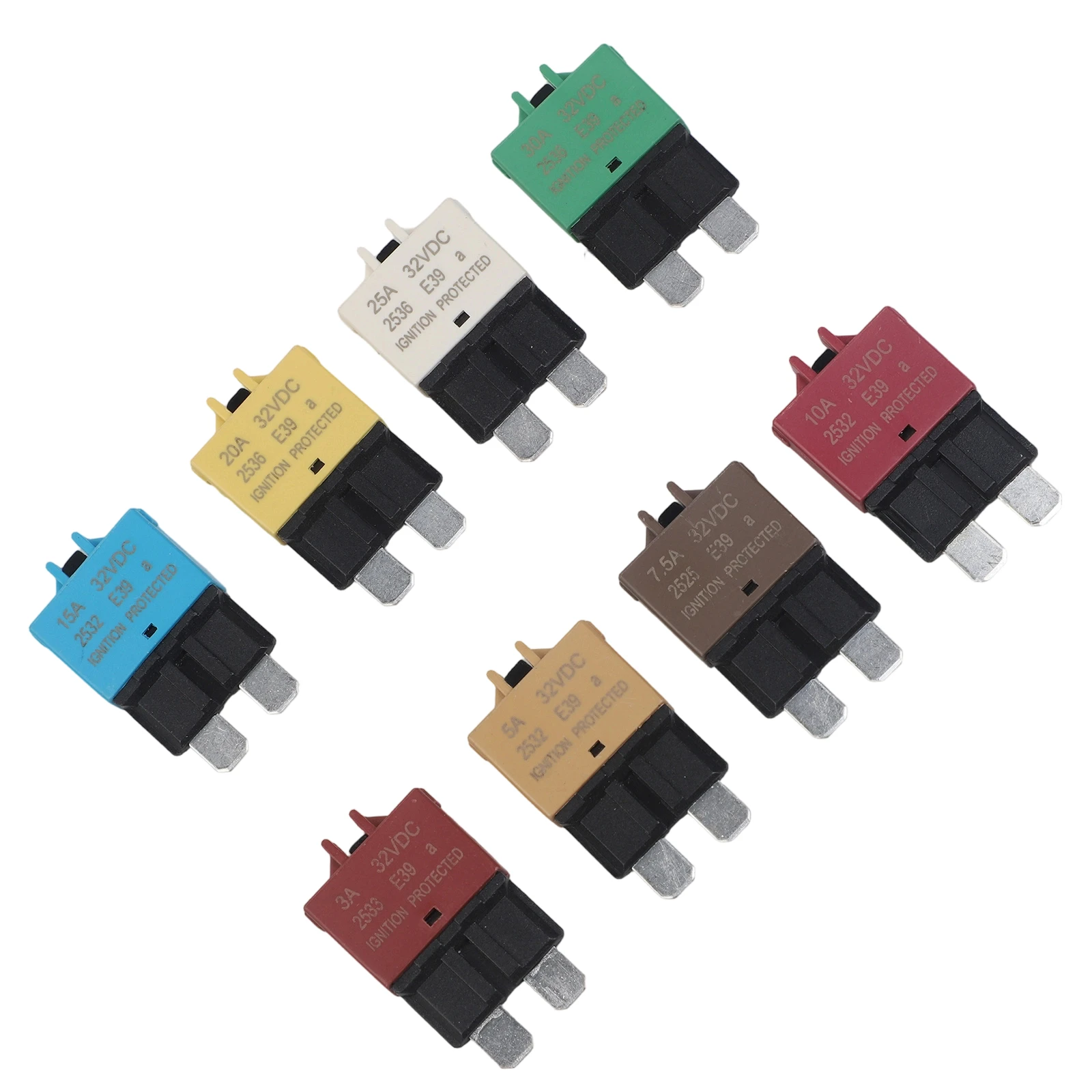 Circuit Breaker Kit 8 pcs Mixed Amperage Range 3A 5A 7.5A 10A 15A 20A 25A 30A for Boat RV Truck Car Electrical Safety