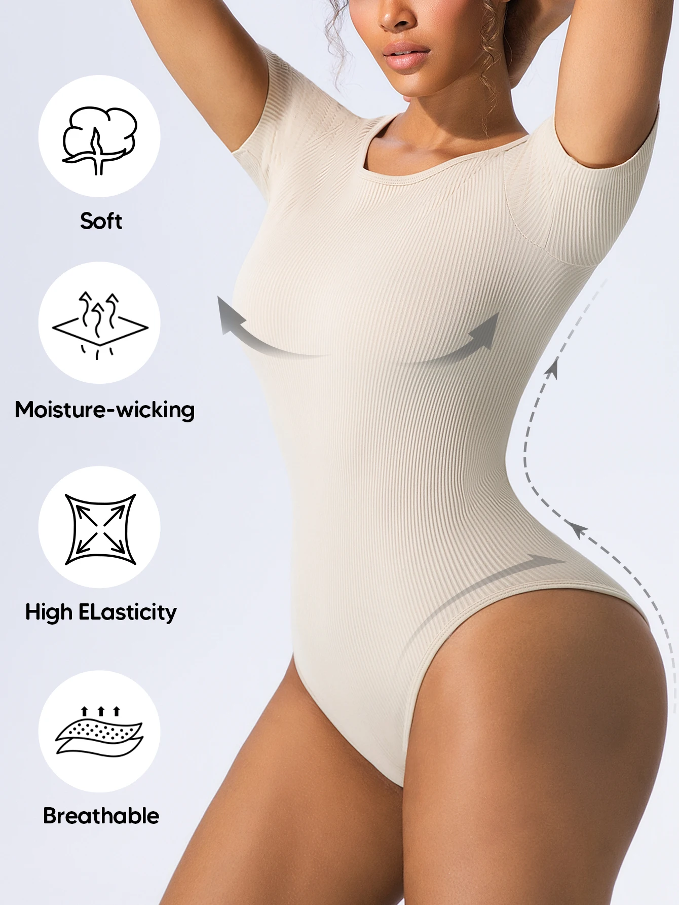 Damen-Bodys, kurzärmelig, Rundhalsausschnitt, schmale Passform, lässige Oberteile, gerippter Strick, weiche Basic-T-Shirts, trendige Outfits