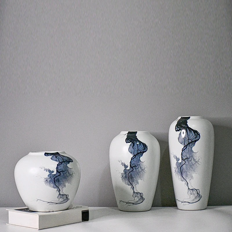 Creative New Chinese Ceramic Vase, Chinese Craft Ornament for Living Room, Study, Wine Cabinet & Bogu Rack