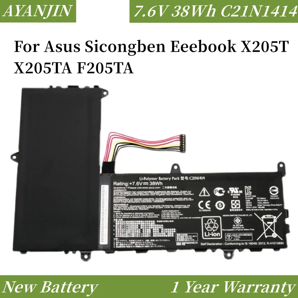 

New 7.6V 38Wh C21N1414 Laptop Battery For Asus Sicongben Eeebook X205T X205TA F205TA