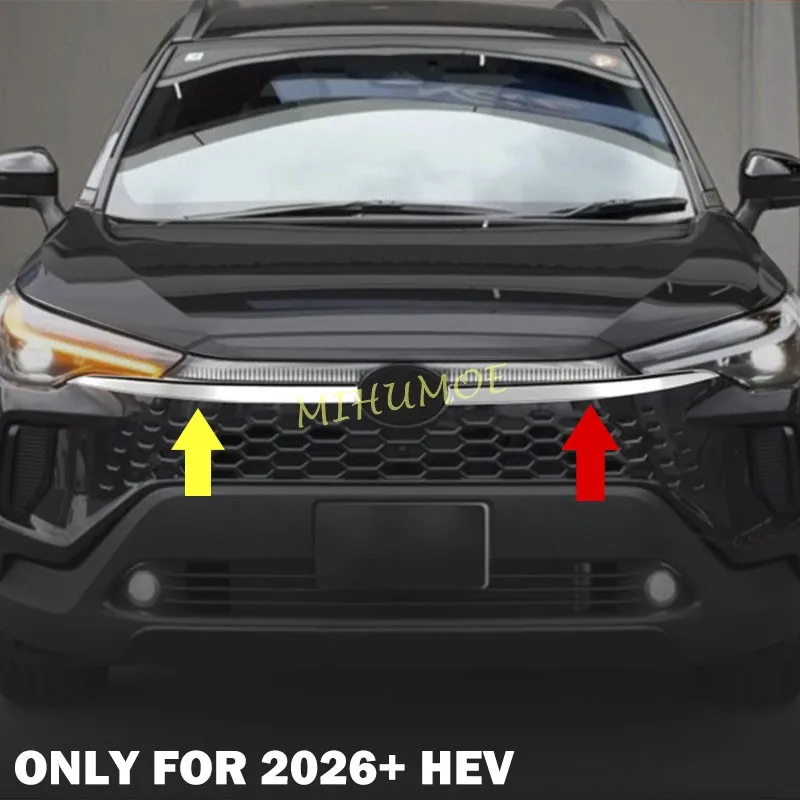 

For 2026 Toyota Corolla Cross HEV Glossy Chrome Car Front Grille Strip Cover Accessories Trims
