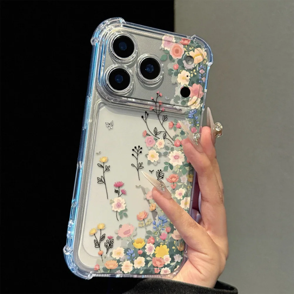 Hot Sale Colorful Flowers Phone Case For iPhone 18 17 Air 16 15 14 13 12 11 Mini Pro Xs Max 8 7 Plus XR 17e 16e X XR Clear Cover