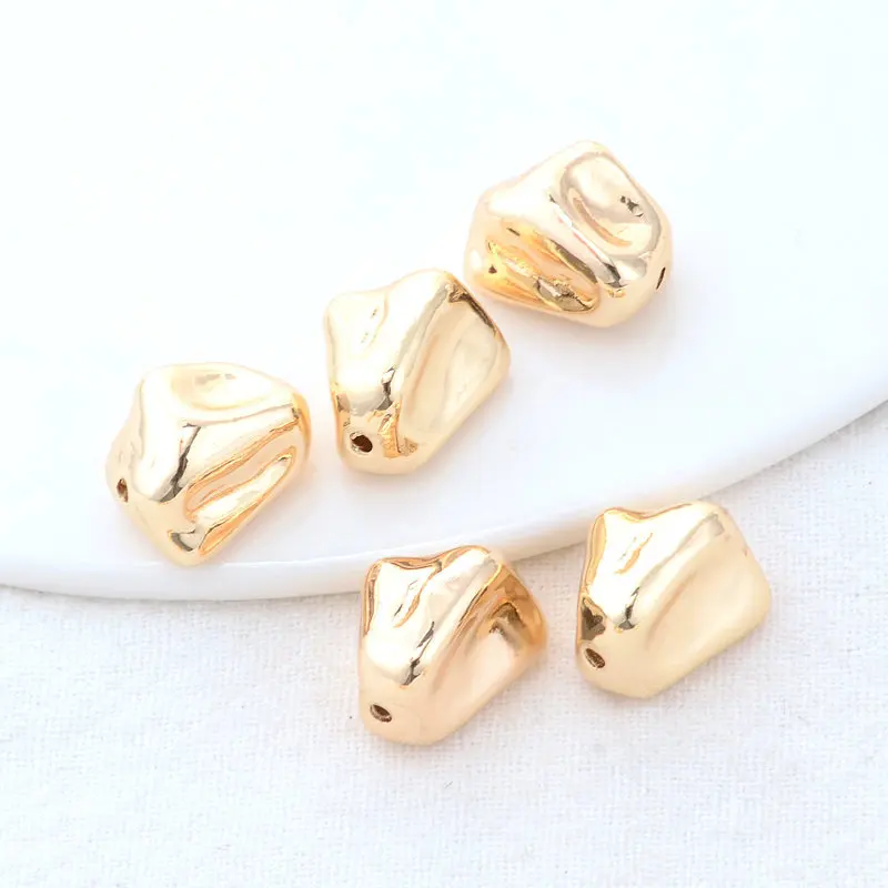 14MM 15MM 14K Gold Color Plated Brass Irregular Spacer Beads Bracelet Necklace Beads High Quality Diy Jewelry Accessories