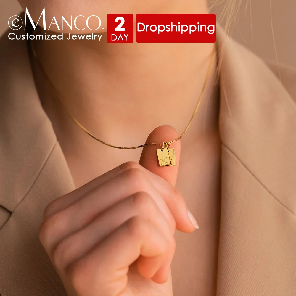 EManco-collar personalizado con nombre de letra inicial, colgante con dije del alfabeto grabado de acero inoxidable, accesorios, joyería para mujer