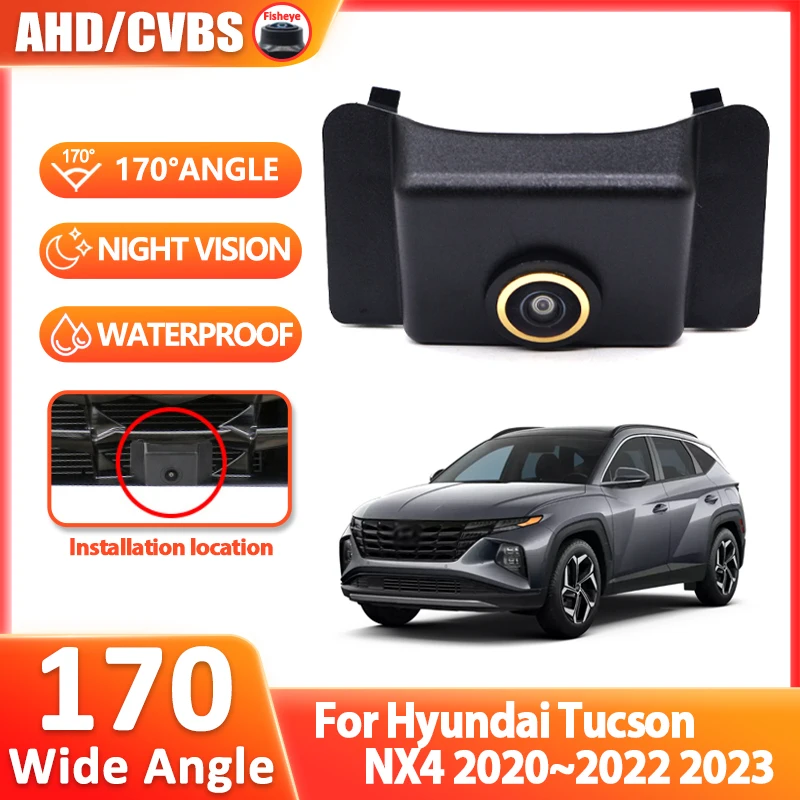 Golden Lens AHD Car Front View Parking Night Vision Positive Waterproof Logo Camera For Hyundai Tucson NX4 2020 2021 2022 2023